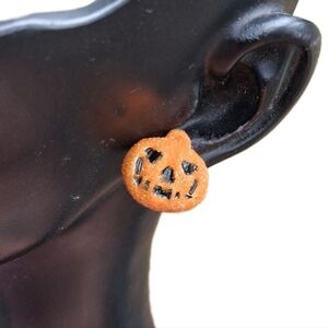 Spooky Sparkle Jack-O-Lantern Stud Earrings